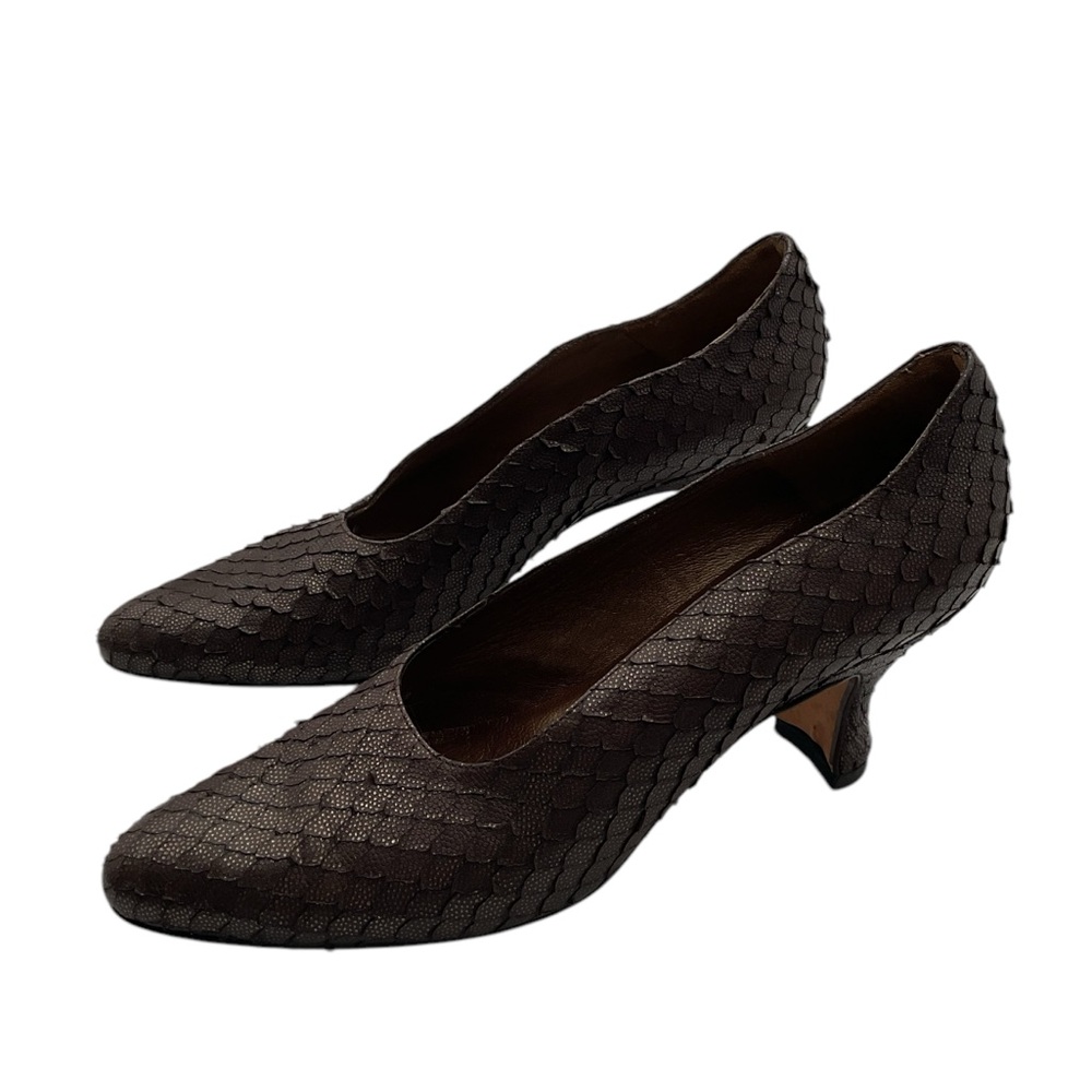 d’ROSSANA ITALIAN LEATHER scales‎ style pump kitty heel size 8.5 N